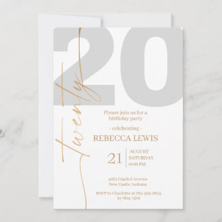 Invitation 20th Twentieth Birthday Modern Twenty Party 