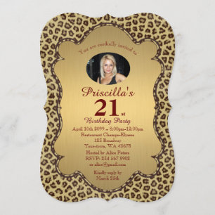 Invitation 21, Anniversaire Fête Femme 21, Cheetah, photo