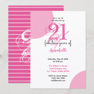 Invitation 21e anniversaire 21 ans fabuleux typographie ROSE