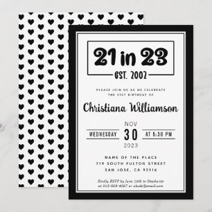 Invitation 21e anniversaire 21 en 23 Anniversaire