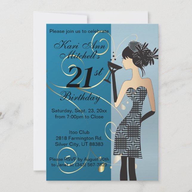 Invitation 21e anniversaire adulte Bash - do-it-yourself coul (Devant)