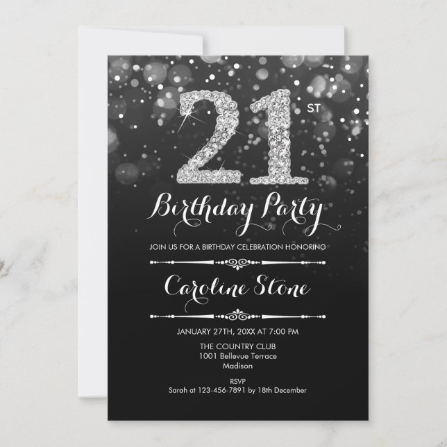 Invitation 21e anniversaire - Argent noir (Devant)