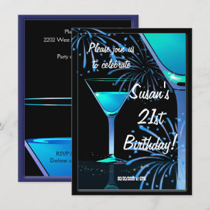 Invitation 21e anniversaire Blue Martini Cocktail Party