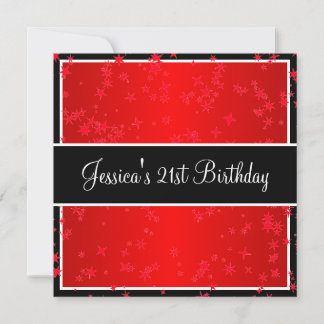 Invitation 21e Anniversaire Bright Red Stars Black & White
