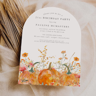 Invitation 21e anniversaire Citrouille Fleur sauvage automne