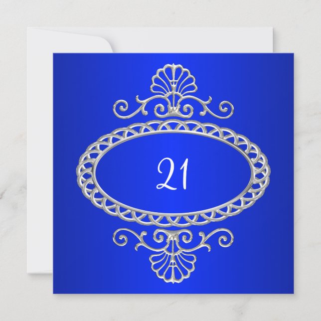 Invitation 21e anniversaire Cobalt Blue & Silver Metal (Devant)