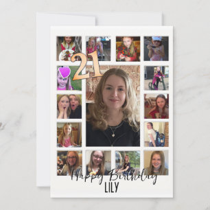 Invitation 21e Anniversaire crème bleu fleur amande