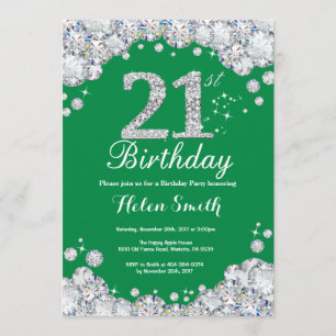 Invitation 21e anniversaire Diamant vert et argent