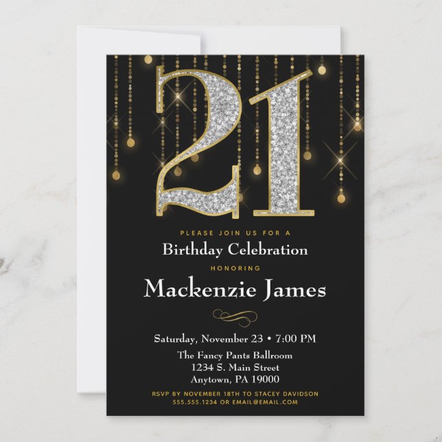 Invitation 21e anniversaire Diamants noirs d'or Ad (Devant)