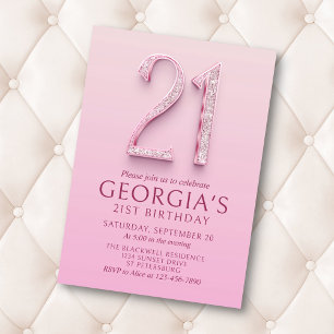 Invitation 21e anniversaire Diamants roses