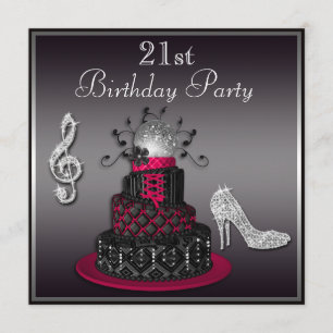 Invitation 21e anniversaire Disco Diva Cake and Heels Hot Pin