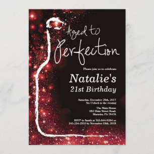 Invitation 21e anniversaire du vin à la Parties scintillant r