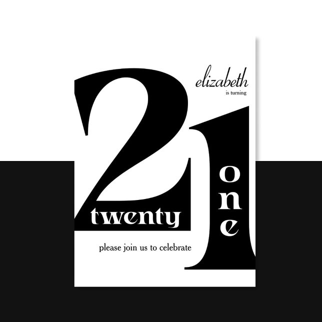 Invitation 21e anniversaire Elégante typographie fête d'anniv (Créateur téléchargé)