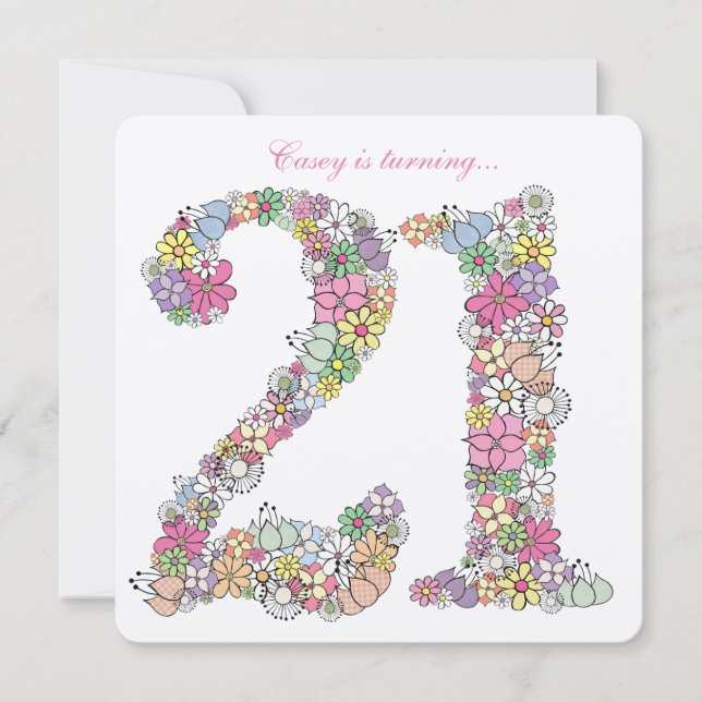 Invitation 21e anniversaire Fête du Printemps Floral Custom (Devant)