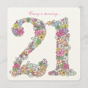 Invitation 21e anniversaire Fête du Printemps Floral Custom