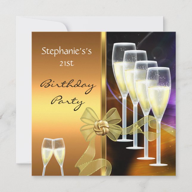 Invitation 21e anniversaire fête Elégant Purple Go (Devant)