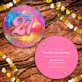 Invitation 21e Anniversaire Gold Pink Parties scintillant Dis