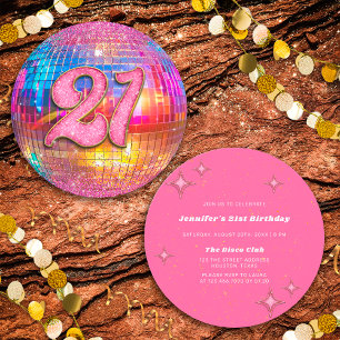 Invitation 21e Anniversaire Gold Pink Parties scintillant Dis