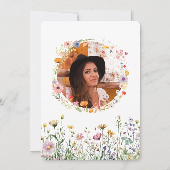 Invitation 21e anniversaire Jardin Floral Wild Meadow Photo (Dos)
