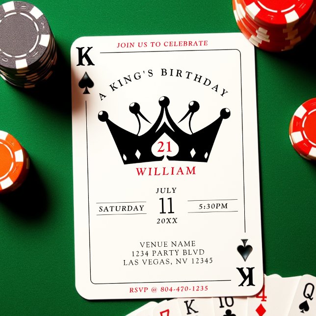 Invitation 21e Anniversaire King of Spades Casino Poker Card (21st Birthday King of Spades Casino Poker Card
)