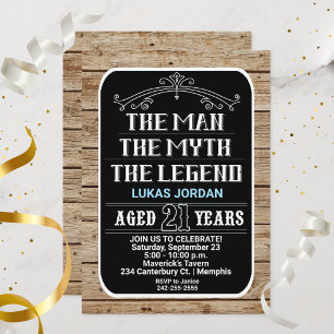 Invitation 21e Anniversaire L'Homme La Légende 21 ANS