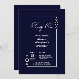 Invitation 21e anniversaire Marine Bleue avec White Frame Par