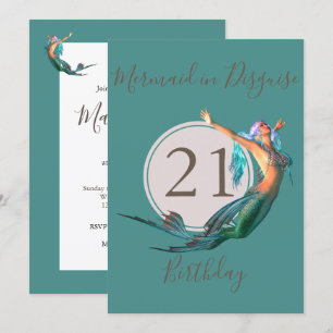Invitation 21e anniversaire Mermaid à thème Anniversaire