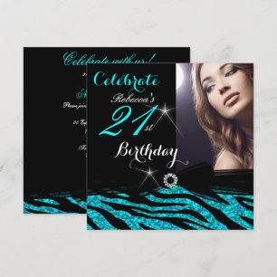 Invitation 21e anniversaire Parties scintillant de fête Turqu
