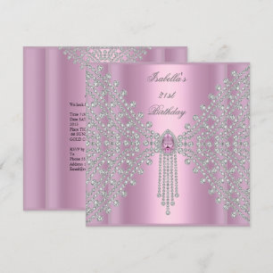 Invitation 21e Anniversaire Pink Silver White Diamond