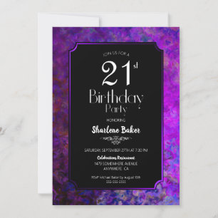 Invitation 21e anniversaire Purple et Black Party