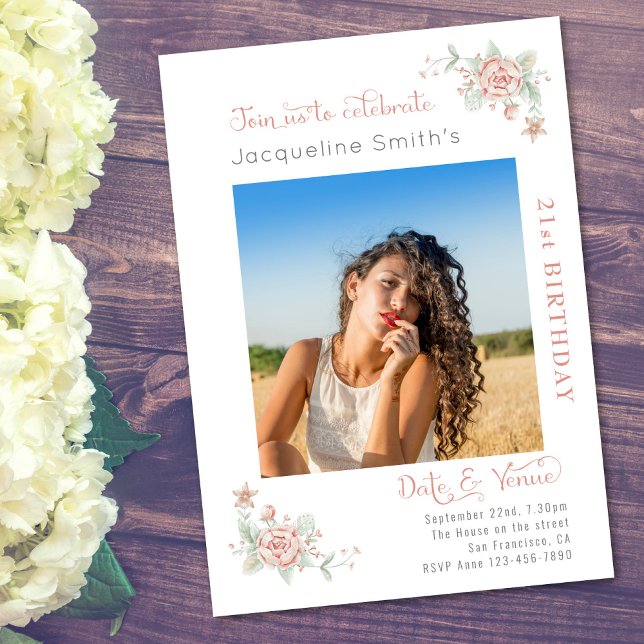 Invitation 21e anniversaire rose (Créateur téléchargé)