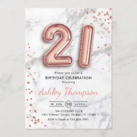 21e anniversaire - Rose Gold Balloons effet marbre