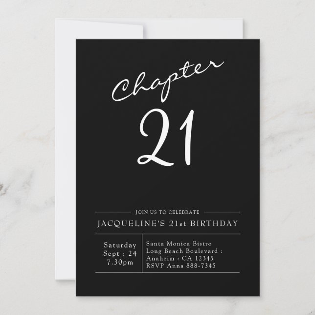 Invitation 21e anniversaire Script 21 Party (Devant)