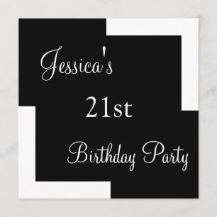 Invitation 21e anniversaire Simple noir et blanc