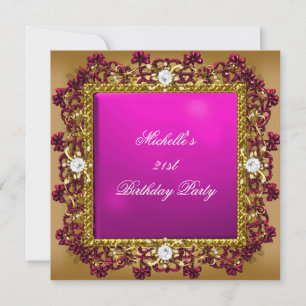 Invitation 21e Anniversaire Soirée Pink Gold Diamond Jewel 3