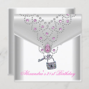 Invitation 21e anniversaire superposition de la clé bijou ros