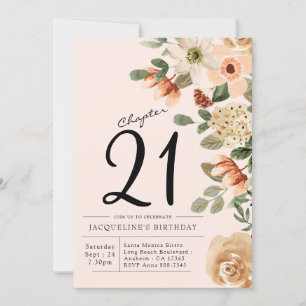 Invitation 21e anniversaire Vintage Floral