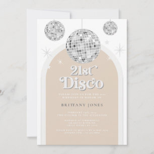 Invitation 21e Arc de Parties scintillant Silver Retro Disco