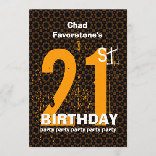 Invitation 21e cérémonie moderne d'anniversaire Gold and Blac
