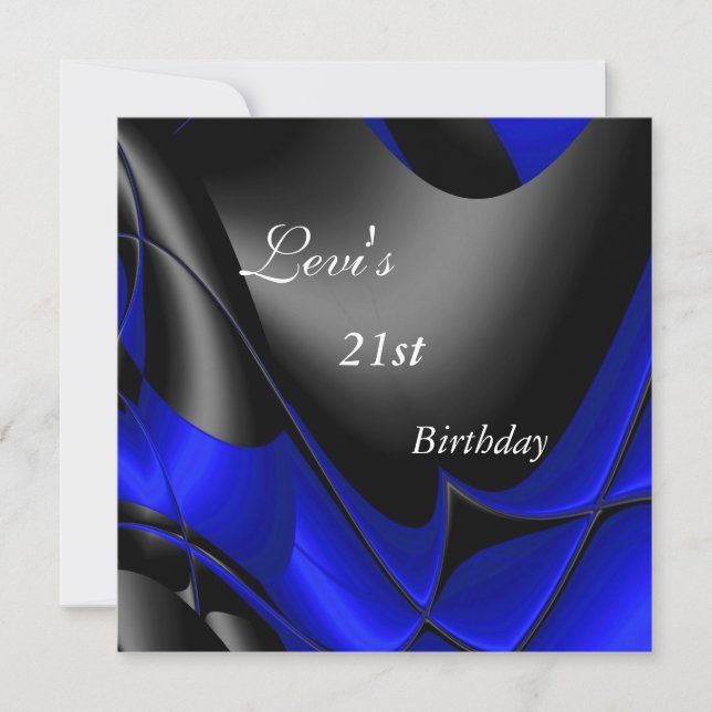 Invitation 21e fête d'anniversaire Abstraits Black blue Mens (Devant)