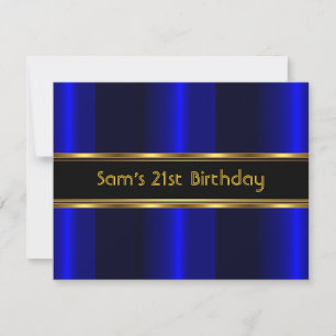Invitation 21e fête d'anniversaire Black Cobalt Blue Gold Man