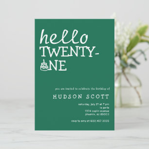 Invitation 21e Fête d'Anniversaire Homme Bonjour Vingt et un 