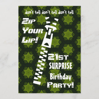Invitation 21e Fête d'anniversaire SURPRISE Zip Your Lip Star