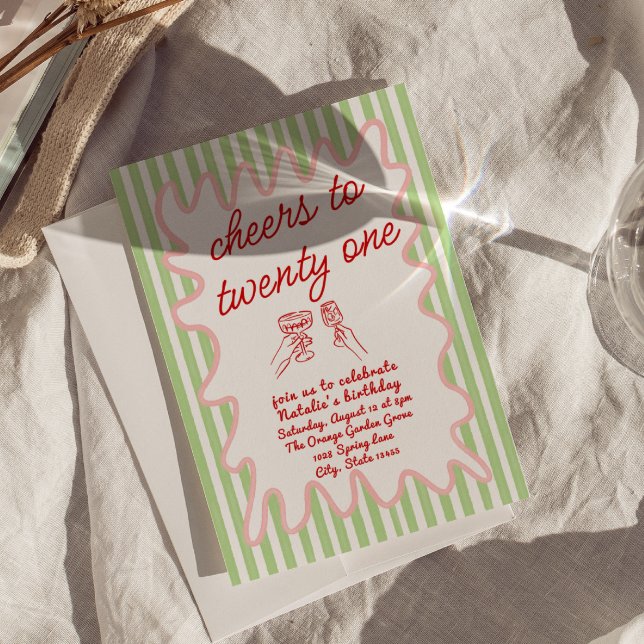 Invitation 21e Main Tirages colorés Amusants Anniversaire (Créateur téléchargé)