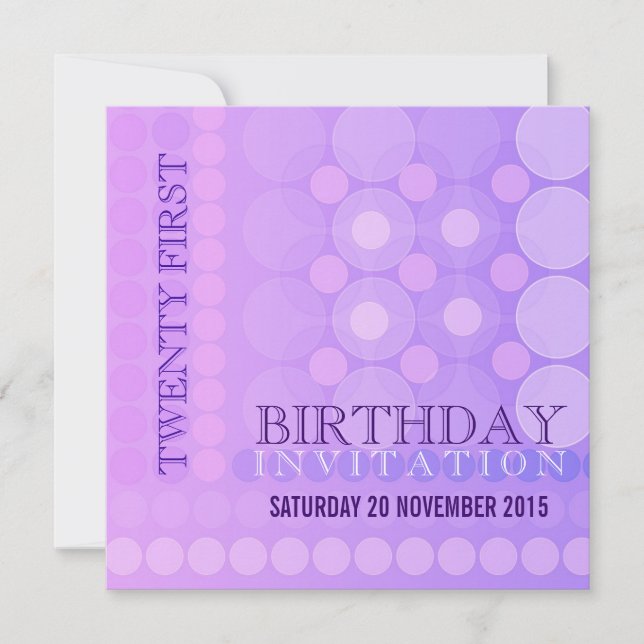 Invitation 21e Motif de points funky Pink+Lilac Anniversaire  (Devant)