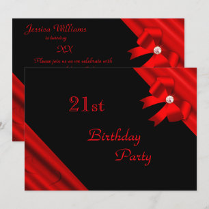 Invitation 21ème anniversaire d'arc orné de bijoux rouge