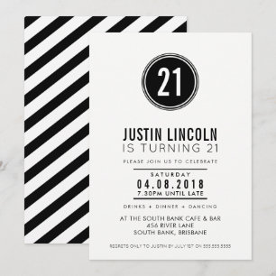 Invitation 21ème noir MODERNE de tache de plaine d'INVITATION