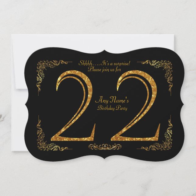 Invitation 22ème, fête d'anniversaire 22ème, grand Gatsby, no (Devant)