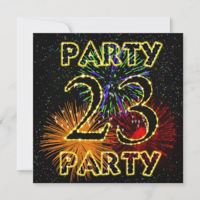 Invitation 23e anniversaire avec feu d'artifice (Devant)