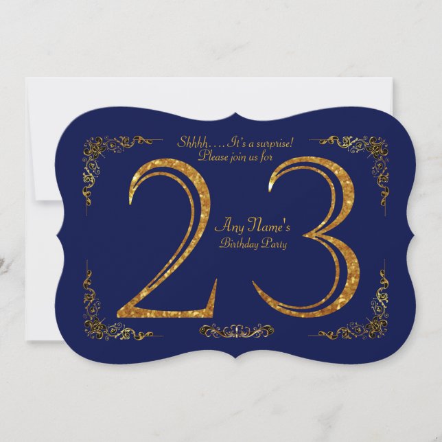 Invitation 23ème, Gatsby de fête d'anniversaire 23ème, grand, (Devant)